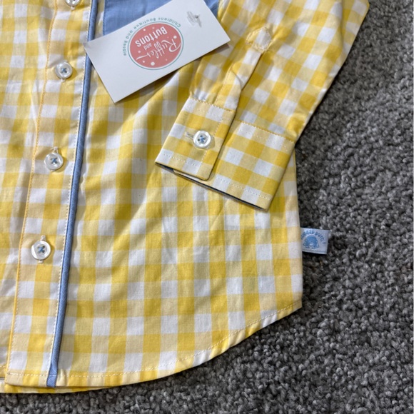 Rugged butts shirt boys 2T yellow white button down checkered plaid classic - Picture 4 of 9